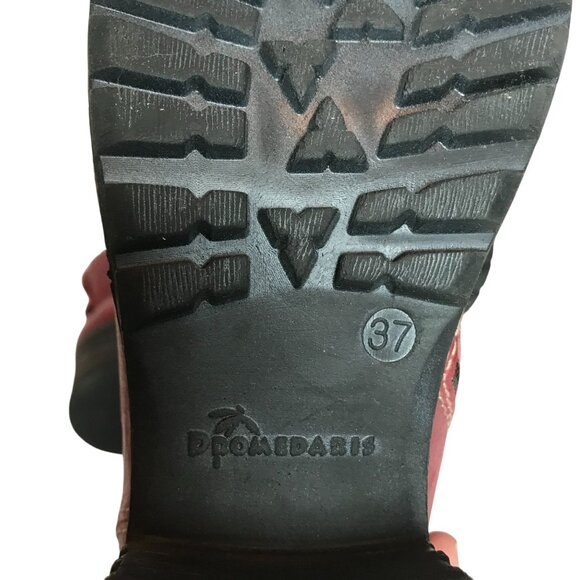 DROMEDARIS Womens Ankle Boots Red Leather Made Portugal Size 6.5/37 - Picture 7 of 11